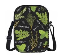 DUWAA Basil Thyme Dill & Rosemary Print Oxford Crossbody Sling Bag, Water-Resistant Adjustable Purse For Women Travel Daily Use