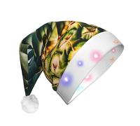 DUWAA Be A Pineapple 1 Print Light Up Christmas Hat With 3 Blinking Color, Adults Led Soft Faux Santa Cap For Party