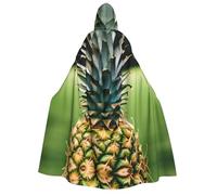 DUWAA Be a pineapple print Men's Cosplay Cloak Robe Costume Halloween Hooded Uniform Medieval Cloak Wizard Robe