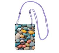 DUWAA Beach Colored Pebbles Print Crossbody Bag For Women, Shoulder Bag Purse, Travel Sport Mini Phone Bag, Phone Wallet, Purple, One Size