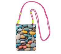 DUWAA Beach Colored Pebbles Print Crossbody Bag For Women, Shoulder Bag Purse, Travel Sport Mini Phone Bag, Phone Wallet, Fuchusia, One Size