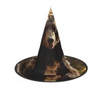DUWAA Bear Running2 Print Witch Hat, Wizard Hat Cosplay Accessories For Halloween Costume Party Masquerade Carnivals-3pcs