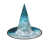 DUWAA Beautiful Ocean Waves Print Witch Hat Witches Hats Halloween Women Adult Wizard Men Costume Cosplay Party Accessory-1pcs