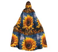 DUWAA Beautiful Sunflower 2 Print Adult Halloween Hooded Cape, Full Length Unisex Cloak For Men Women, For Halloween Cosplay