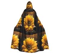 DUWAA Beautiful Sunflower 4 Print Adult Halloween Hooded Cape, Full Length Unisex Cloak For Men Women, For Halloween Cosplay