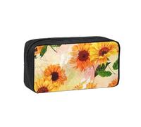 DUWAA Beautiful Sunflower Print Large Capacity Pencil Case Pencil Pouch with Zipper Portable Pen Case for Office Travel Makeup