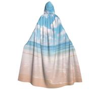 DUWAA Beautiful view of the sea print Hooded Robe Halloween Cosplay Costume Robe Cloak Cape Wizard Raven Cosplay Costume