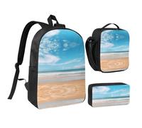DUWAA Beautiful view of the sea1 print Backpack 3pcs Set Including 17 Inch Large BookBag With Lunch Bag And Practical Pen Bag, Black, One Size, Black, One Size