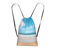DUWAA Beautiful View Of The Sea1 Print Drawstring Backpack Foldable String Bag Cinch Bag Beach Bag Travel Backpack Anti Tear Gym Bag
