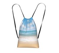DUWAA Beautiful View Of The Sea3 Print Drawstring Backpack Foldable String Bag Cinch Bag Beach Bag Travel Backpack Anti Tear Gym Bag