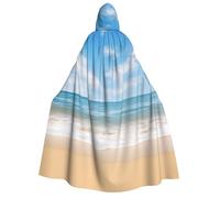 DUWAA Beautiful view of the sea3 print Hooded Robe Halloween Cosplay Costume Robe Cloak Cape Wizard Raven Cosplay Costume