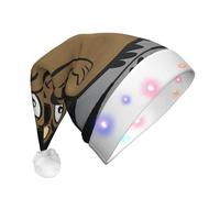 DUWAA Beaver Print Light Up Christmas Hat, Glow Lighted Santa Cap With Colorful Led Strip Light For Adults