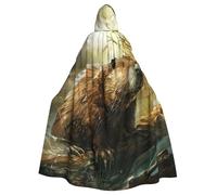 DUWAA Beaver Print Witch Cloak, Cloak With Hood, Halloween Hooded Cape, Wizard Robe Men Cosplay Costume
