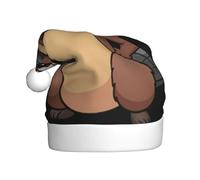 DUWAA Beaver Working Print Christmas Hat, Fun Plush Adult Santa Hat, Novelty Holiday Headwear For New Year Festive Party