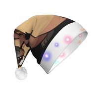 DUWAA Beaver Working Print Light Up Christmas Hat, Glow Lighted Santa Cap With Colorful Led Strip Light For Adults