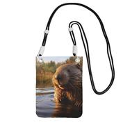 DUWAA Beaver Working2 Print Crossbody Bag For Women, Shoulder Bag Purse, Travel Sport Mini Phone Bag, Phone Wallet, Black, One Size