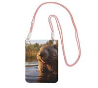 DUWAA Beaver Working2 Print Crossbody Bag For Women, Shoulder Bag Purse, Travel Sport Mini Phone Bag, Phone Wallet, Pink, One Size