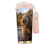 DUWAA Beaver Working2 Print Stainless Steel Insulated Travel Coffee Mug, Camping Mug,Coffee Tumbler For Men Women