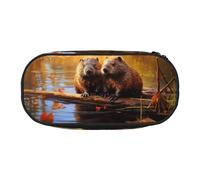 DUWAA beaver working3 print Functional Stationery Pouch Portable Pencil Bags Pencil case, Lightweight Pencil Pouch