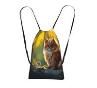 DUWAA Bird Fox Print Drawstring Backpack Foldable String Bag Cinch Bag Beach Bag Travel Backpack Anti Tear Gym Bag