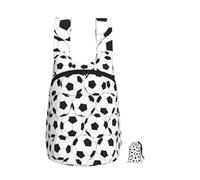 DUWAA Black And White Soccer Ball Pattern Print Foldable Hiking Shoulder Bags, Travel Lightweight Packable Daypack Backpack 10kg For Women Men
