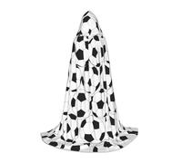 DUWAA Black And White Soccer Ball Pattern Print Halloween Hooded Cloak Cape Medieval Style For Christmas Party, Cosplay Masquerade Costumes