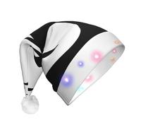 DUWAA Black Beaver Print Light Up Christmas Hat, Glow Lighted Santa Cap With Colorful Led Strip Light For Adults