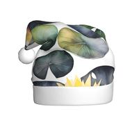 DUWAA Black Lily Pads 1 Print Santa Claus Hat For Adults, Funny Christmas Holiday Party Hat, For New Year Festive Party