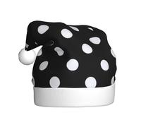 DUWAA Black & White Big Dot Print Christmas Hat, Fun Plush Adult Santa Hat, Novelty Holiday Headwear For New Year Festive Party