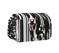 DUWAA Black White Milk Cow print Pen Pencil Case with Zipper Clear Makeup Color Pouch Cosmetics Bag Multi-Purpose Stationary Bag
