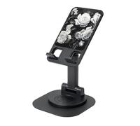 DUWAA Black White Rose Print 360°Rotating Cell Phone Stand, Adjustable Cell Phone Holder,Foldable Portable Phone Holder
