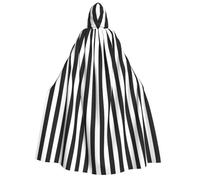 DUWAA Black & White Stripe print Cloak with Hood for Men Women, Hooded Cape Cloak Unisex Halloween Witch Vampire Costume
