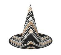 DUWAA Black White Tan Zigzag Print Halloween Witch Hat Costume Accessory Women Hats For Halloween Party Cosplay Accessories-2pcs