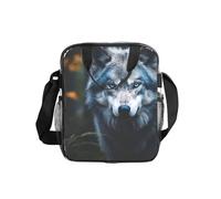 DUWAA Blue Eyes Wolf1 Print Clear Lunch Bag For Work, Transparent Lunch Tote With Adjustable Strap And Dual Mesh Side Pockets