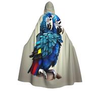 DUWAA Blue Parrot Hugging print Cloak With Hood Unisex Medieval Cloak Wizard Robe Renaissance Cape Halloween Costume Cosplay