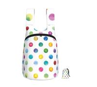 DUWAA Blue Polka Dot Pattern Print Portable Daypack, Foldable Lightweight Storage Shoulder Backpack Bag For Travel Hicking Outdoor