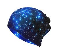 DUWAA Blue Shining Stars Print Slouchy Beanie Hats Winter Knit Caps Winter Fall Hats for Men Soft Ski Cuffed Skull Cap