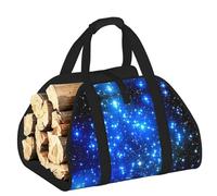 DUWAA Blue Shining Stars Print Storage Bag Log Burner Accessories Heavy Duty Tool Bag for Indoor Outdoor Fireplace Storage