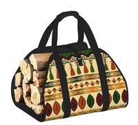 DUWAA Bohemia Style Traditional African Pattern Print Storage Bag Log Burner Accessories Heavy Duty Tool Bag for Indoor Outdoor Fireplace Storage