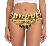 DUWAA Bohemia Style Traditional African Pattern Print Women'S Briefs, Full Coverage Soft Underwear, Stretch Panties For Women, Seamless Brief Black