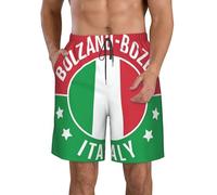 DUWAA Bolzano Bozen Italy Flag Print Quick Dry Shorts for Men, Lightweight Summer Beach Shorts with Pockets, Elastic Waistband White