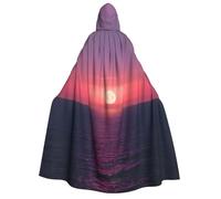 DUWAA Bright Moon at Sea Hippie print Halloween Hooded Robe Cloak for Adult Men Women Wizard Vampire Knight Fancy Cool Cape Costume