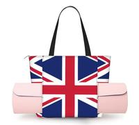 DUWAA British Flag Print Large Work Tote Bag with Yoga Mat Holder, Large Size Pocket Everyday Bag for Yoga Gym