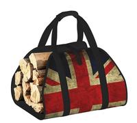 DUWAA British Flag Print Storage Bag Log Burner Accessories Heavy Duty Tool Bag for Indoor Outdoor Fireplace Storage