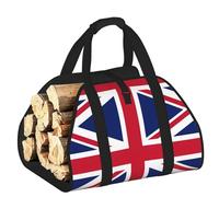 DUWAA British Flag Print Storage Bag Log Burner Accessories Heavy Duty Tool Bag for Indoor Outdoor Fireplace Storage