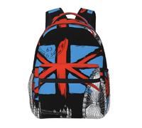 DUWAA British Flag With London Land Print Rucksack Bag For Men Women High-Capacity Vacuum Backpack Multi-Layer Design Travel Backpack