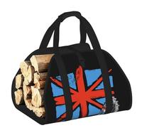 DUWAA British Flag with London Land Print Wood Baskets with Handle Large Log Store for Fireplace Wear-Resistant Picnic Bags Log Basket