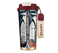 DUWAA Brooklyn Bridge Print Stainless Steel Insulated Travel Coffee Mug, Camping Mug,Coffee Tumbler For Men Women