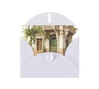 DUWAA Business Antique Building with Roman Olive Branch and Greek print Greeting Cards for Clients and Customers Adult Employees Holiday Greeting, 4" x 6 "