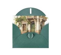 DUWAA Business Antique Building with Roman Olive Branch and Greek print Greeting Cards for Clients and Customers Adult Employees Holiday Greeting, 4" x 6 "